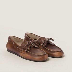 Miu Miu Brown Leather Loafers